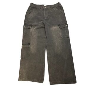 Katch Me Women's XL Black Cargo Pants Wide Leg High Waist Y2K Utility NWT